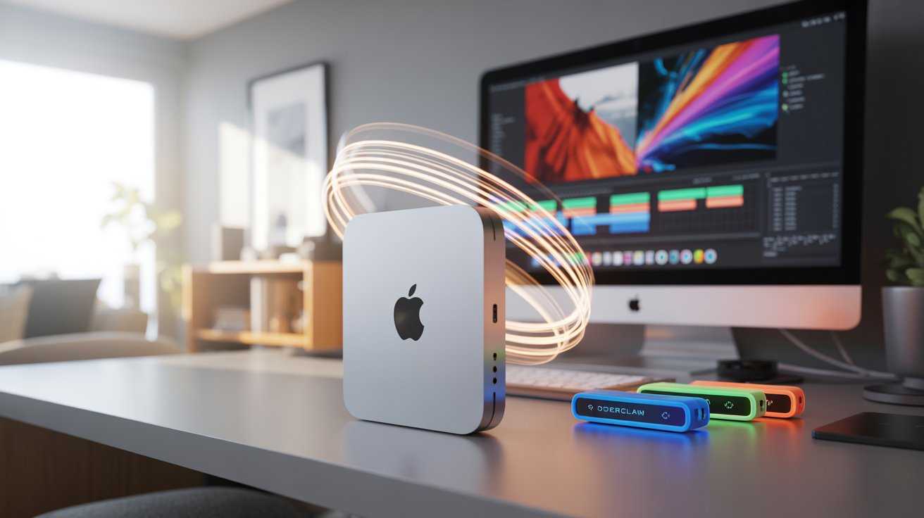 Mac Mini Setup with Monitor and Accessories